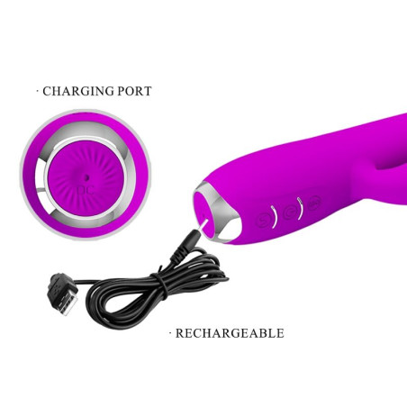 PRETTY LOVE GLORIA VIBRADOR CONEJO RECARGABLE IMPERMEABLE MORADO