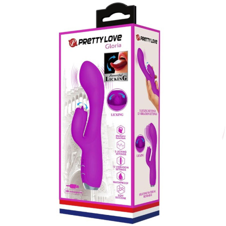 PRETTY LOVE GLORIA VIBRADOR CONEJO RECARGABLE IMPERMEABLE MORADO