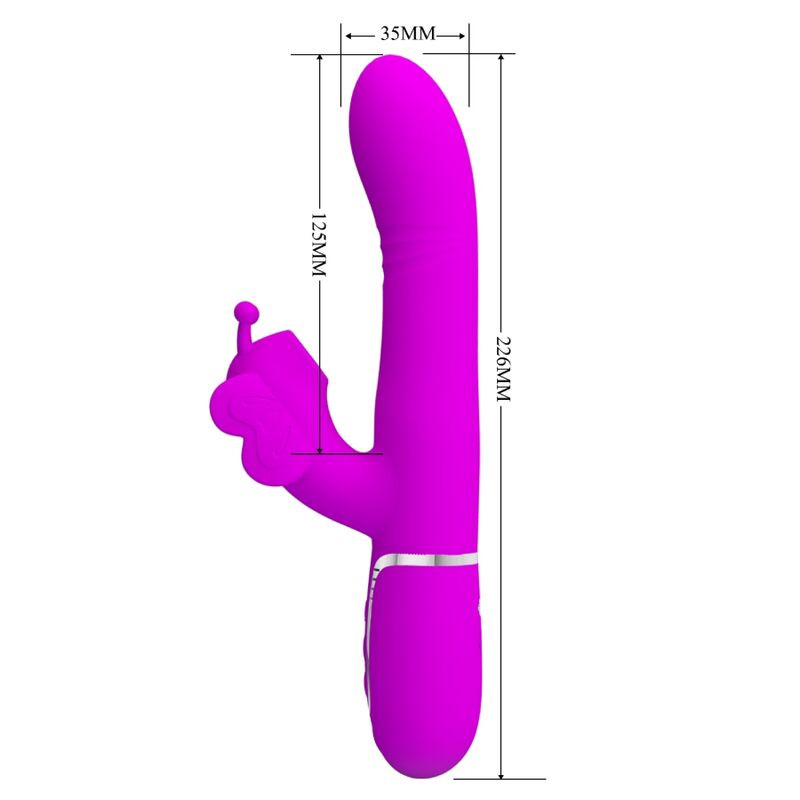 PRETTY LOVE VIBRADOR RABBIT MULTIFUNCION 4 EN 1 MARIPOSA FUCSIA