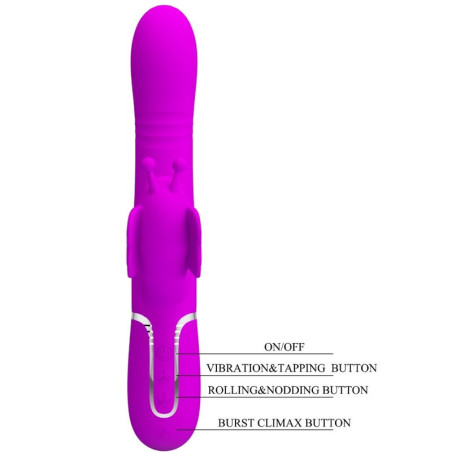 PRETTY LOVE VIBRADOR RABBIT MULTIFUNCION 4 EN 1 MARIPOSA FUCSIA