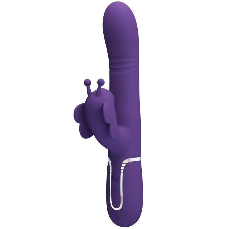 PRETTY LOVE VIBRADOR RABBIT MULTIFUNCION 4 EN 1 MARIPOSA MORADO