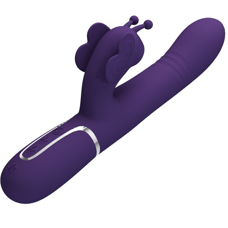 PRETTY LOVE VIBRADOR RABBIT MULTIFUNCION 4 EN 1 MARIPOSA MORADO