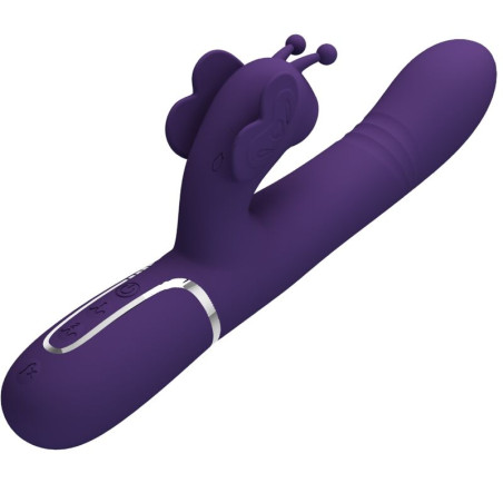 PRETTY LOVE VIBRADOR RABBIT MULTIFUNCION 4 EN 1 MARIPOSA MORADO