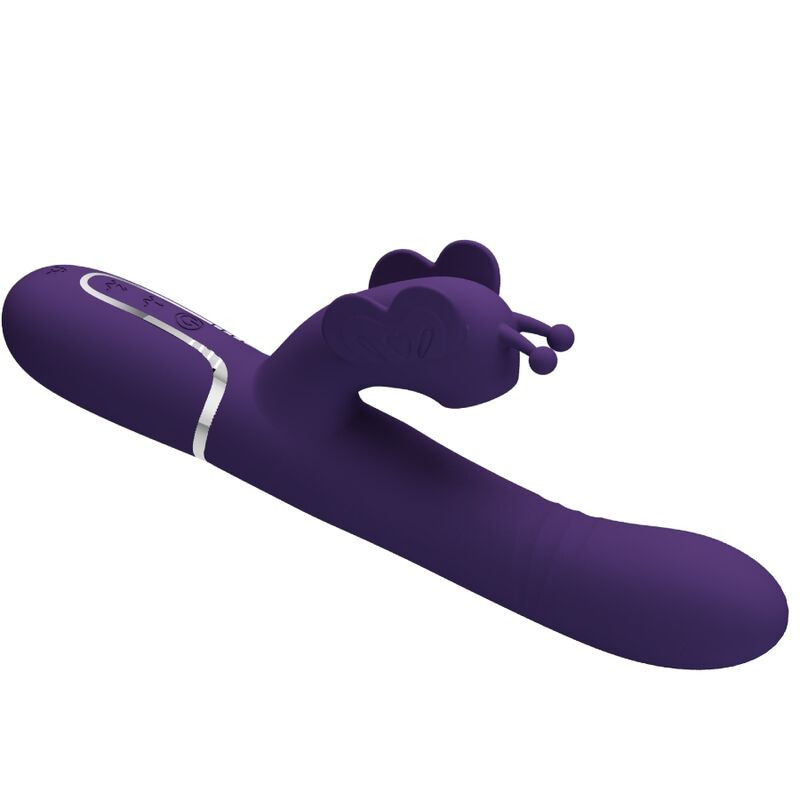 PRETTY LOVE VIBRADOR RABBIT MULTIFUNCION 4 EN 1 MARIPOSA MORADO