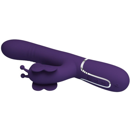 PRETTY LOVE VIBRADOR RABBIT MULTIFUNCION 4 EN 1 MARIPOSA MORADO