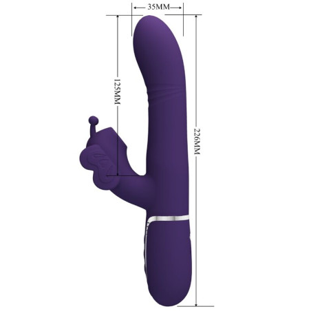 PRETTY LOVE VIBRADOR RABBIT MULTIFUNCION 4 EN 1 MARIPOSA MORADO