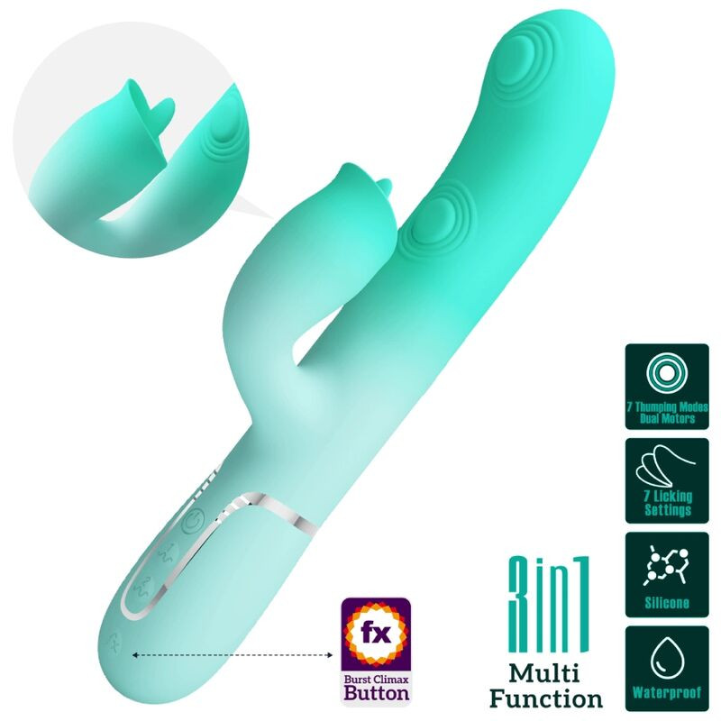PRETTY LOVE GIGI VIBRADOR RABBIT MULTIFUNCION VERDE AGUA