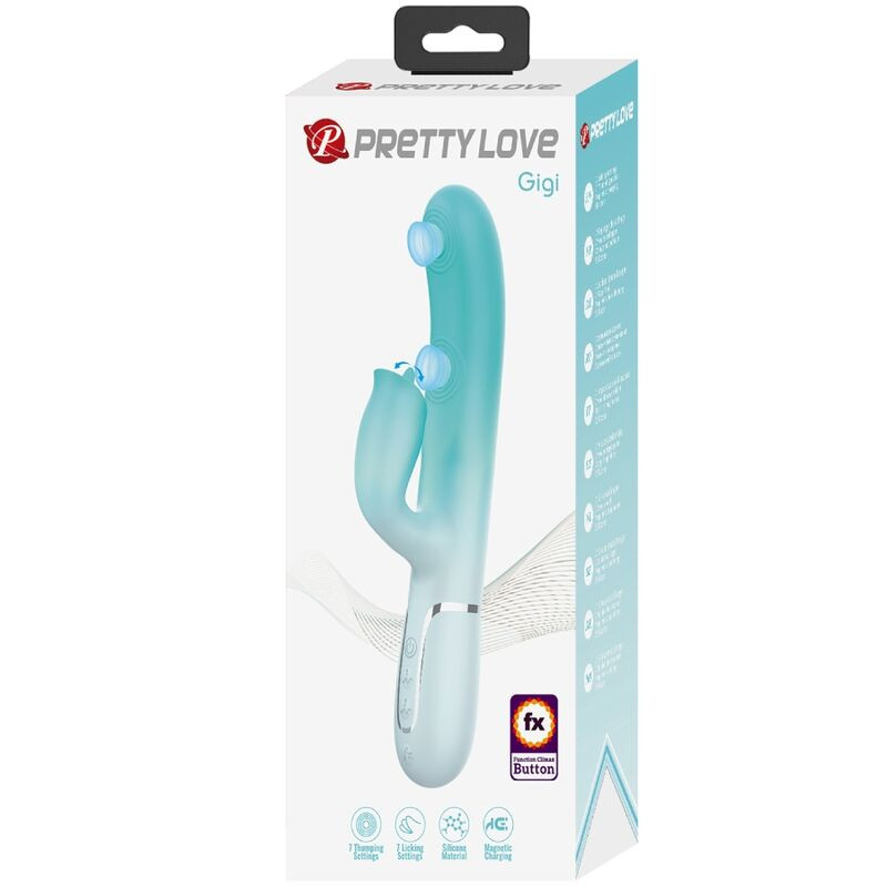 PRETTY LOVE GIGI VIBRADOR RABBIT MULTIFUNCION VERDE AGUA