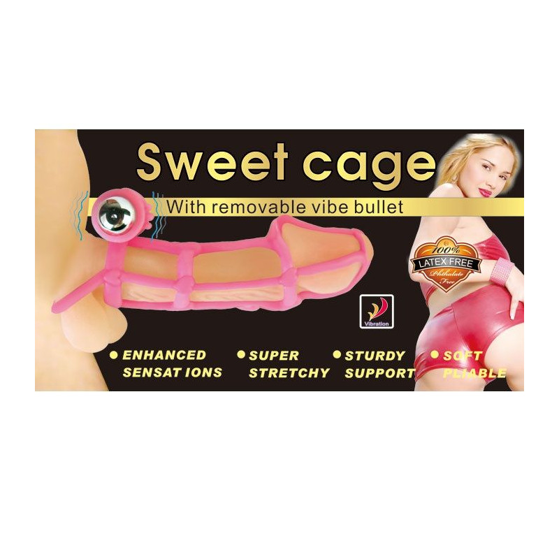 BAILE SWEET 10 RITMOS FUNDA Y ANILLO SILICONA PARA EL PENE ROSA