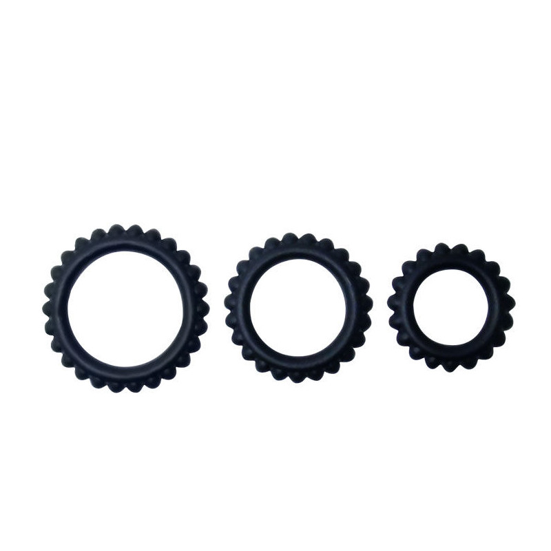 BAILE TITAN SET 3 PCS COCK RING BLACK 28 24 19 CM