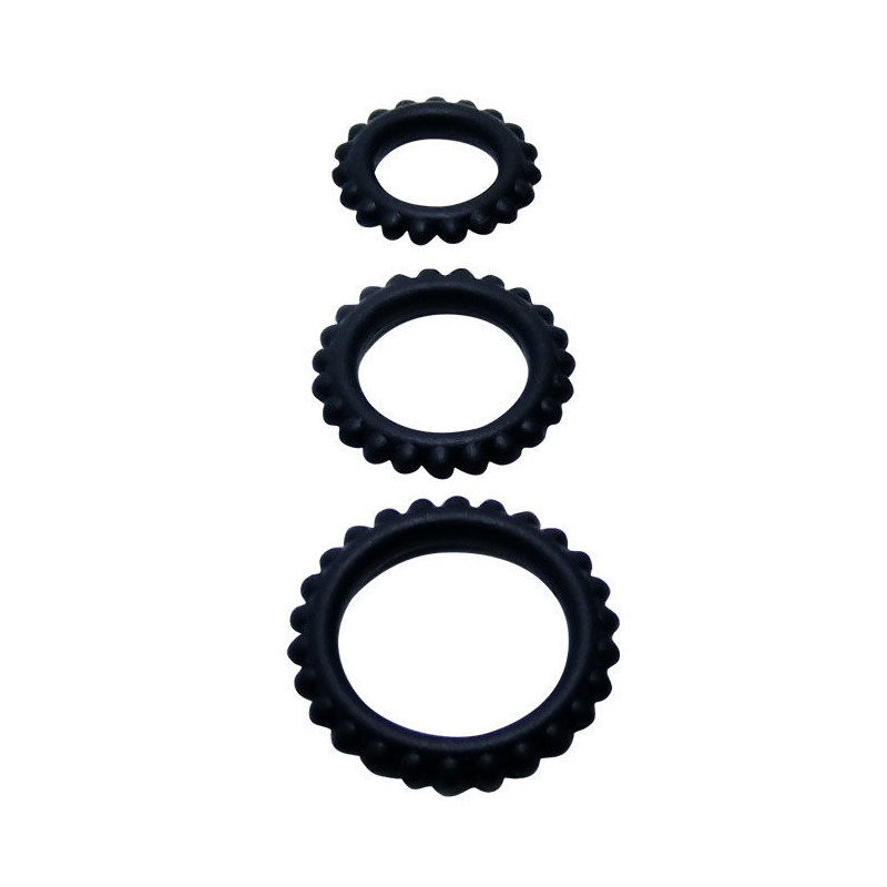 BAILE TITAN SET 3 PCS COCK RING BLACK 28 24 19 CM