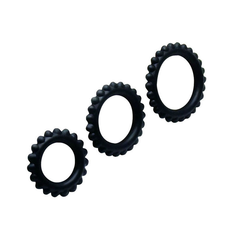 BAILE TITAN SET 3 PCS COCK RING BLACK 28 24 19 CM