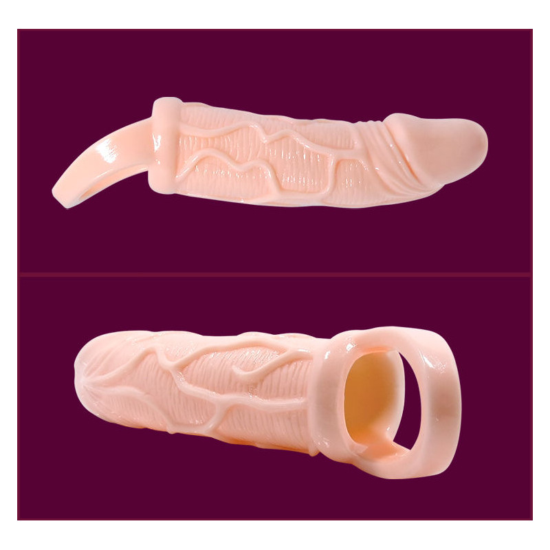 BAILE FUNDA EXTENSORA PENE CON VIBRACION Y STRAP PARA TESTICULOS 135 CM
