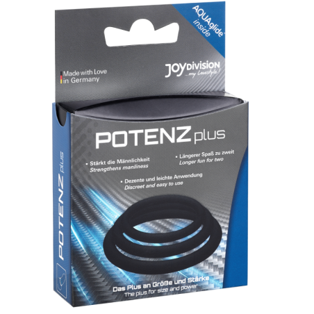 JOYDIVISION POTENZDUO PLUS PACK 3 ANILLOS PARA PENE NEGRO S M L