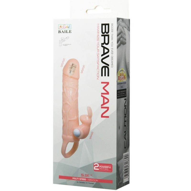 BAILE BRAVE MAN FUNDA PENE CON RABBIT VIBRADOR 165 CM NATURAL