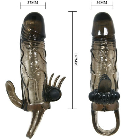 BAILE BRAVE MAN FUNDA PENE ANAL Y CLITORIS VIBRADOR 165 CM NEGRO