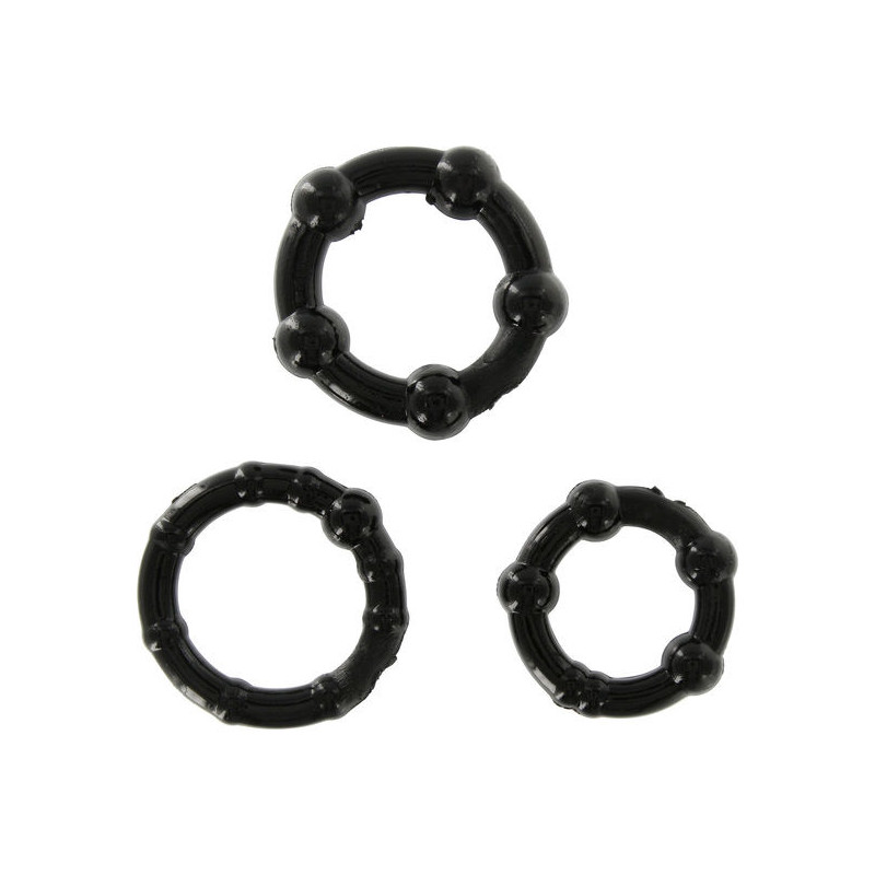 SEVEN CREATIONS JUEGO TRES ANILLOS PENE NEGRO
