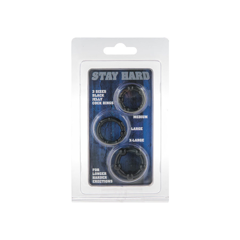 SEVEN CREATIONS JUEGO TRES ANILLOS PENE NEGRO