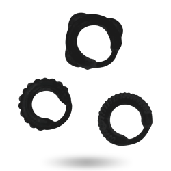 ADDICTED TOYS SET 3 ANILLOS PENE NEGRO