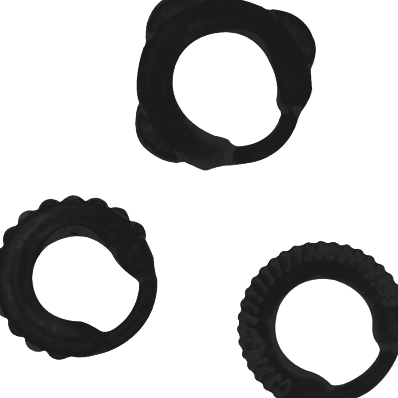 ADDICTED TOYS SET 3 ANILLOS PENE NEGRO