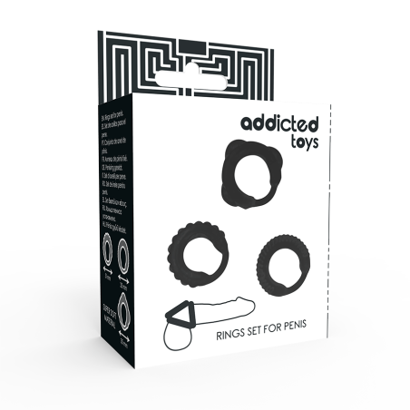 ADDICTED TOYS SET 3 ANILLOS PENE NEGRO