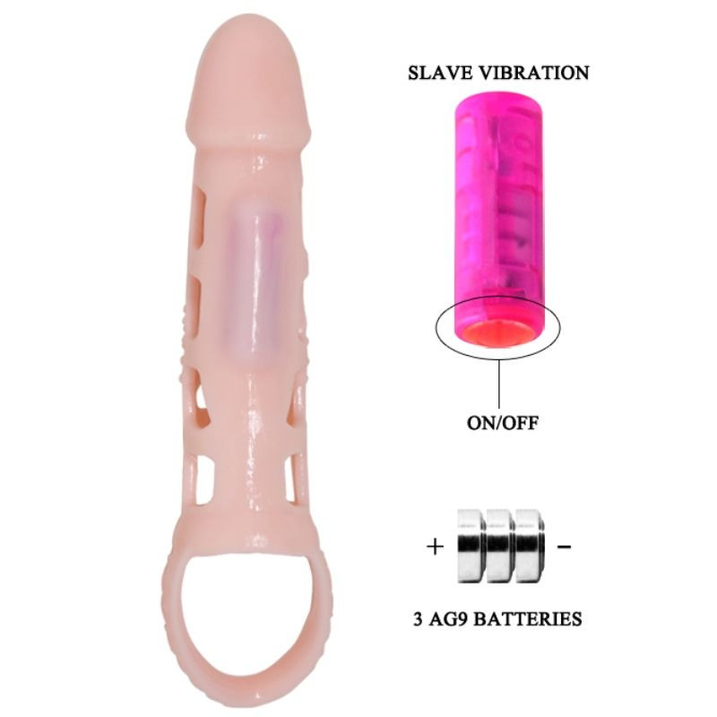 BAILE FUNDA EXTENSORA PENE CON VIBRACION Y STRAP NATURAL 135 CM