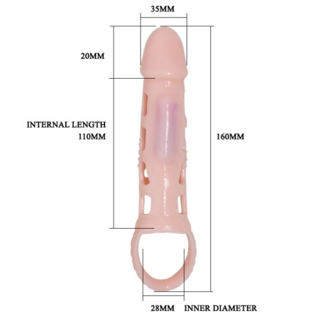 BAILE FUNDA EXTENSORA PENE CON VIBRACION Y STRAP NATURAL 135 CM