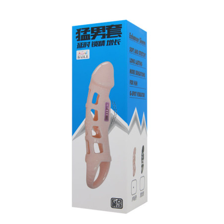 BAILE FUNDA EXTENSORA PENE CON VIBRACION Y STRAP NATURAL 135 CM