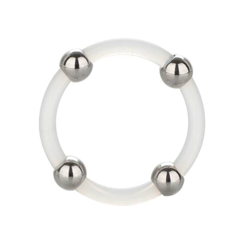 CALEXOTICS ANILLO DE SILICONA CON CUENTAS DE ACERO TALLA L