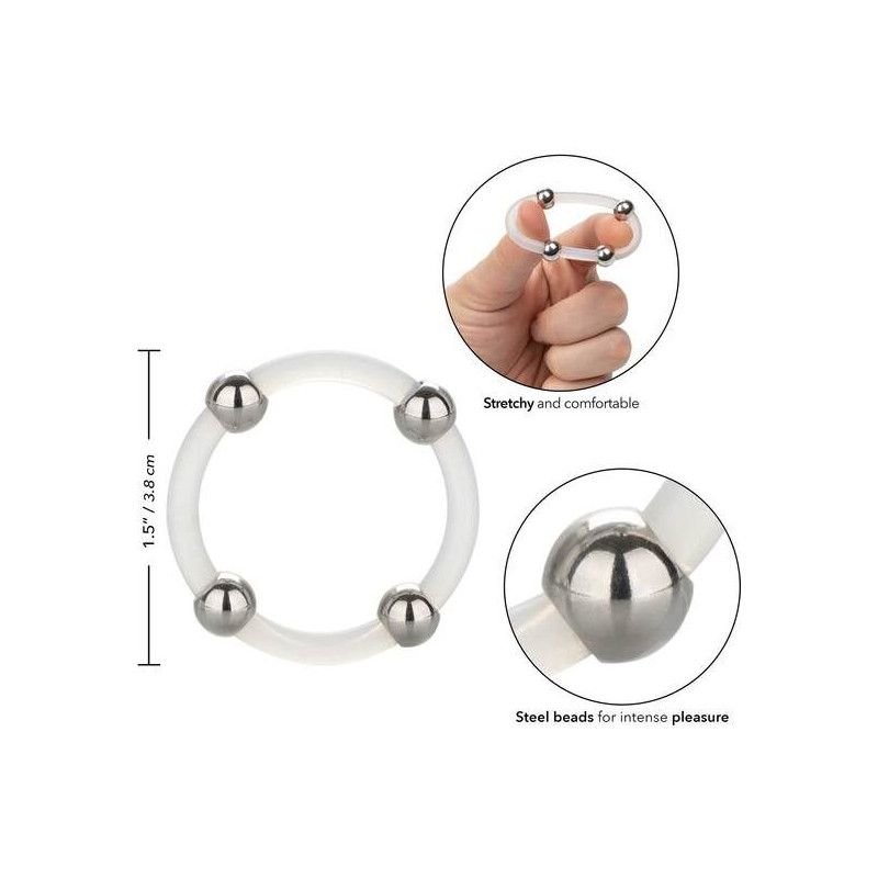 CALEXOTICS ANILLO DE SILICONA CON CUENTAS DE ACERO TALLA L