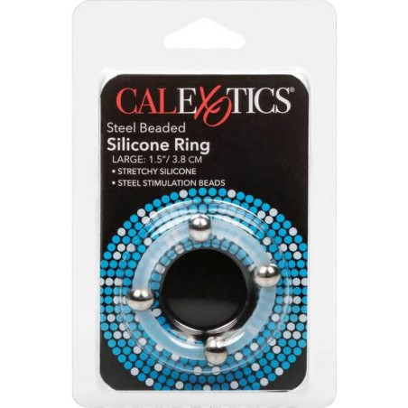 CALEXOTICS ANILLO DE SILICONA CON CUENTAS DE ACERO TALLA L