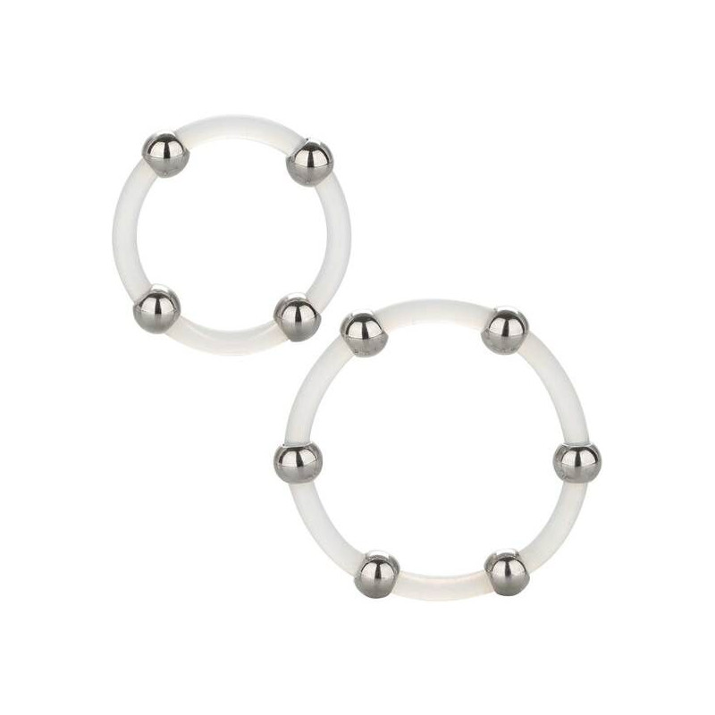 CALEXOTICS KIT DE 2 UDS ANILLO DE SILICONA CON CUENTAS DE ACERO