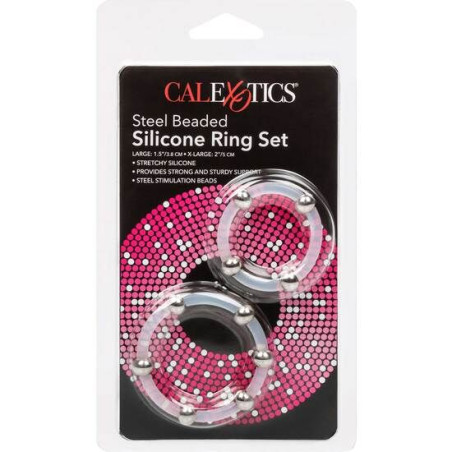 CALEXOTICS KIT DE 2 UDS ANILLO DE SILICONA CON CUENTAS DE ACERO