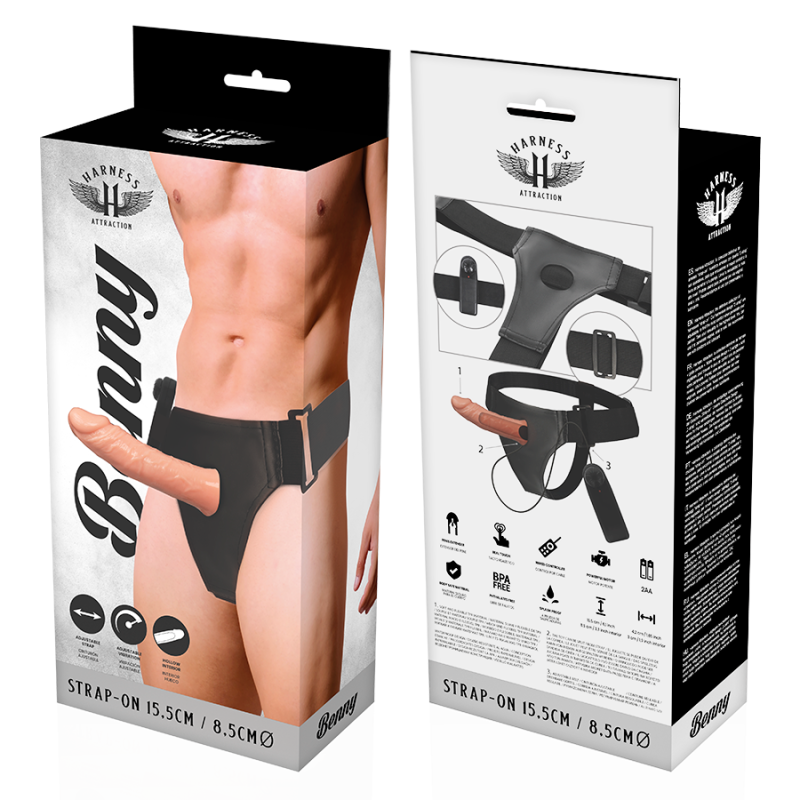 HARNESS ATTRACTION ARNES HUECO BENNY CON VIBRADOR 15 CM O 45 CM