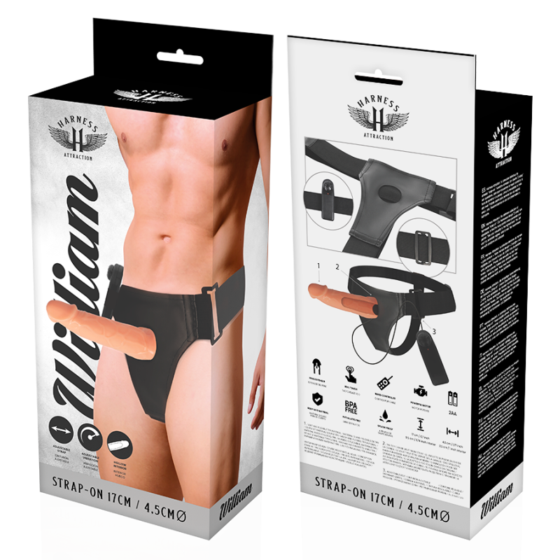 HARNESS ATTRACTION ARNES HUECO WILLIAN CON VIBRADOR 17 CM O 45 CM
