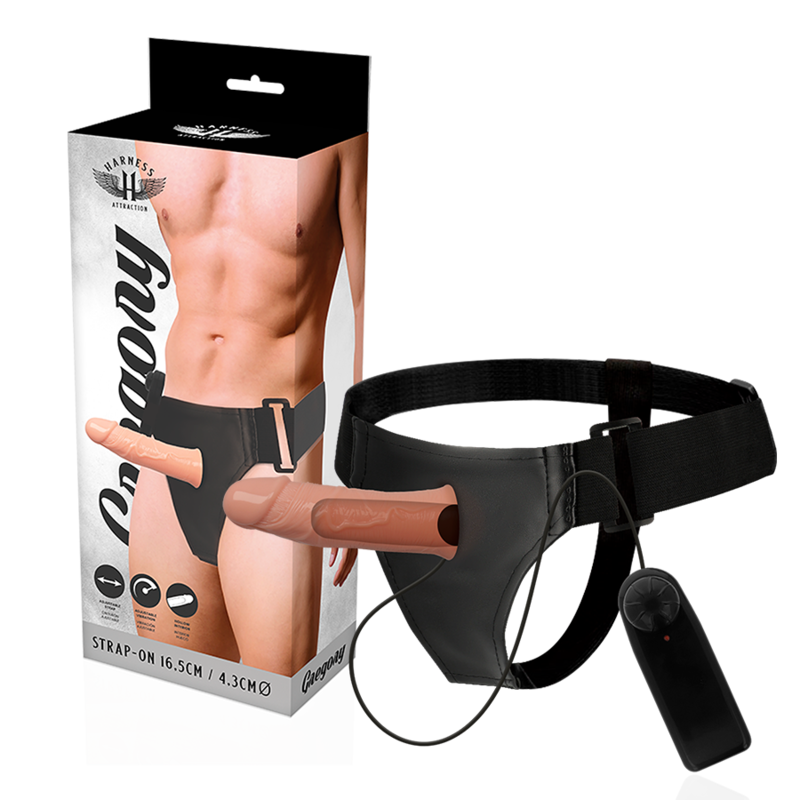 HARNESS ATTRACTION ARNES HUECO GREGORY CON VIBRADOR 165 CM O 43 CM