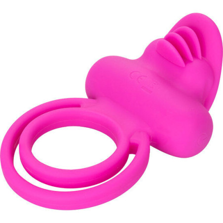 CALEXOTICS DUAL CLIT FLICKER ENHANCER DOBLE ANILLO VIBRADOR DE SILICONA ROSA