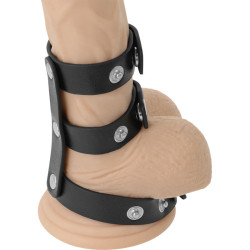 DARKNESS ANILLO DOBLE PENE Y TESTICULOS AJUSTABLE LEATHER 2
