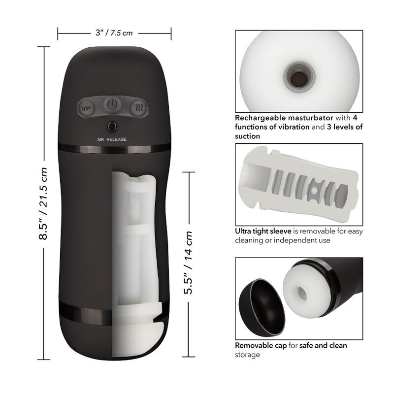 CALEXOTICS OPTIMUM POWER MASTURBADOR CON VIBRACION Y SUCCIONADOR