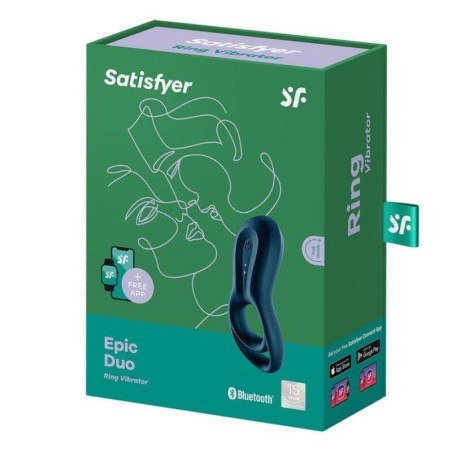 SATISFYER EPIC DUO ANILLO VIBRADOR APP AZUL
