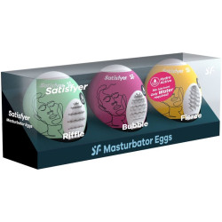 SATISFYER 3 HUEVOS MASTURBADORES RIFFLE BUBBLE FIERCE 2
