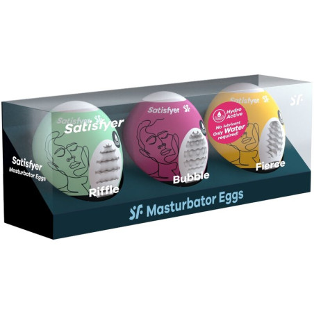 SATISFYER 3 HUEVOS MASTURBADORES RIFFLE BUBBLE FIERCE