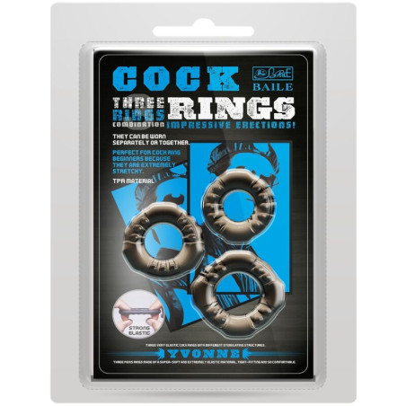 BAILE COCK RINGS YVONNE SET 3 ANILLOS PENE