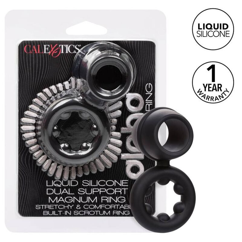 CALEXOTICS ALPHA DUAL MAGNUM RING NEGRO