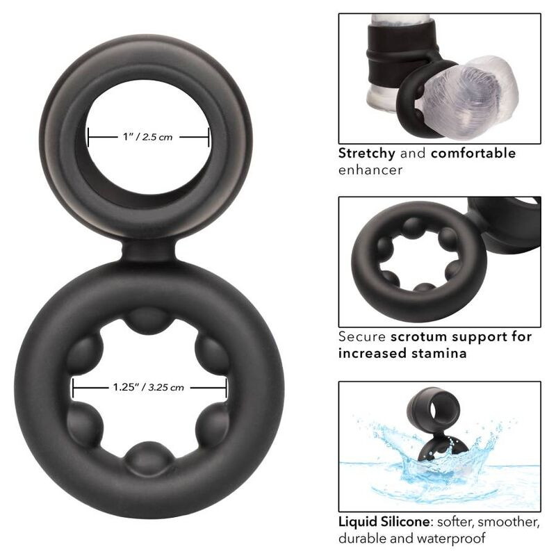CALEXOTICS ALPHA DUAL MAGNUM RING NEGRO