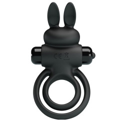 PRETTY LOVE ANILLO VIBRADOR III CONEJO PARA PENE NEGRO