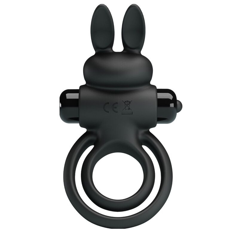PRETTY LOVE ANILLO VIBRADOR III CONEJO PARA PENE NEGRO