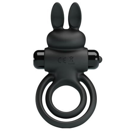 PRETTY LOVE ANILLO VIBRADOR III CONEJO PARA PENE NEGRO