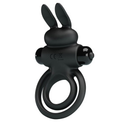 PRETTY LOVE ANILLO VIBRADOR III CONEJO PARA PENE NEGRO 2
