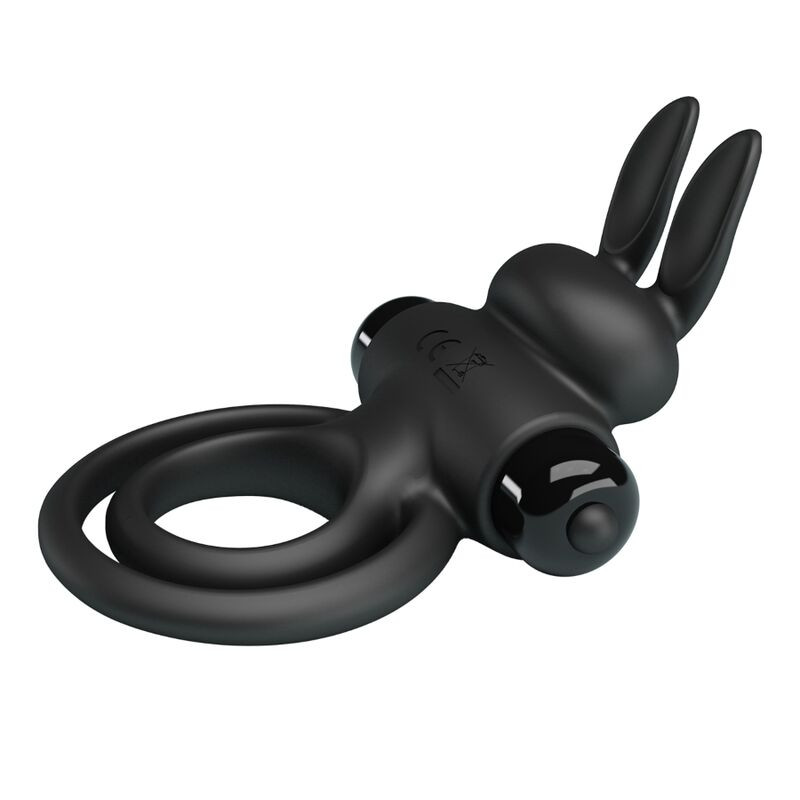 PRETTY LOVE ANILLO VIBRADOR III CONEJO PARA PENE NEGRO